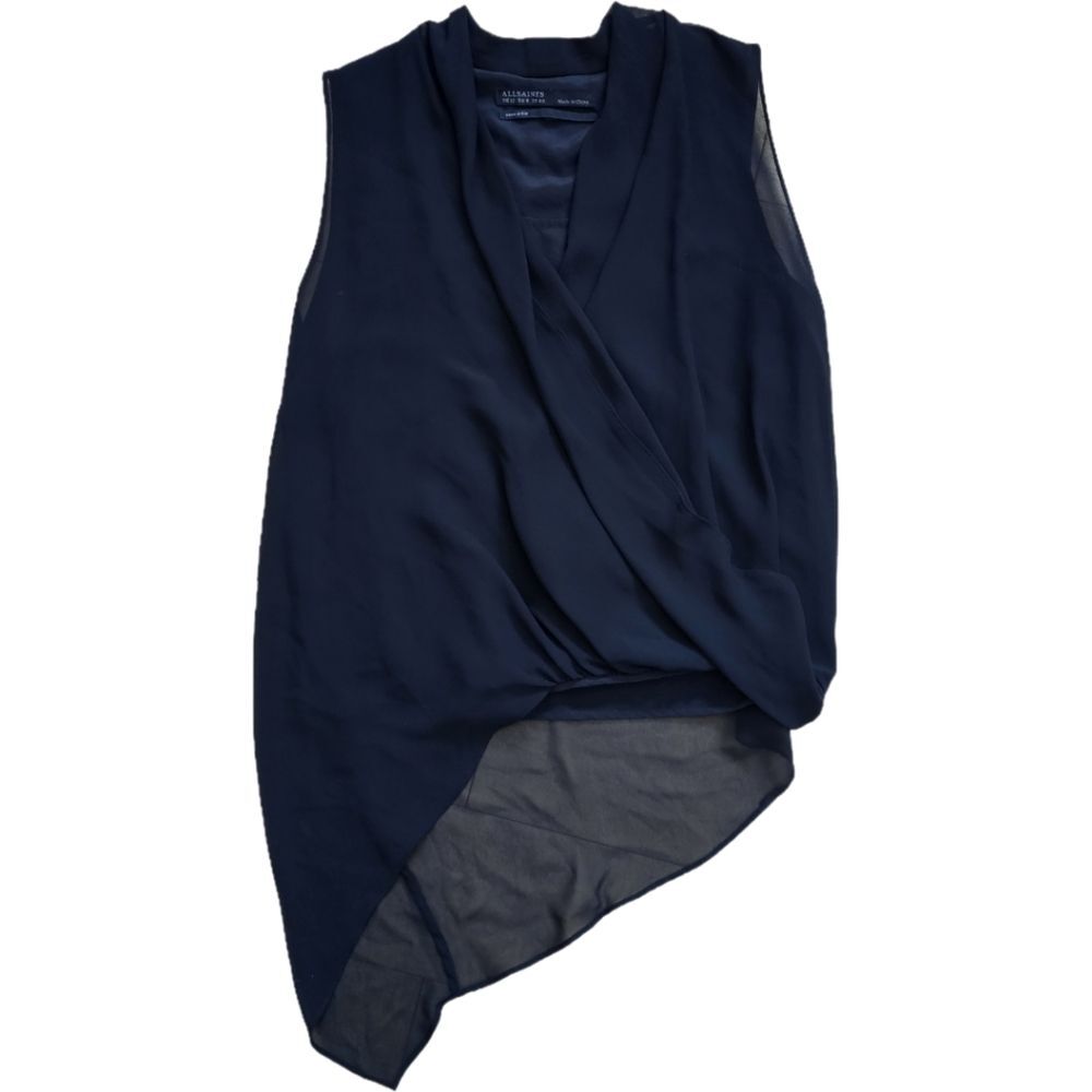 AllSaints Silk Abi Sleeveless Drape Top - Picture 1 of 5